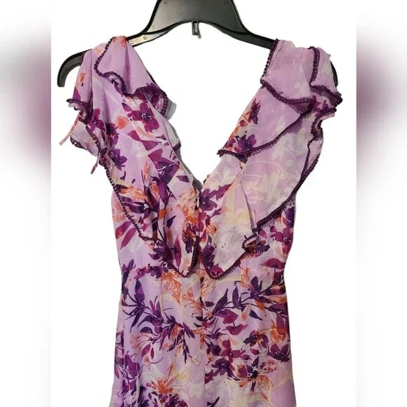Lulus Sammi Lavender Lilac Purple Floral Ruffle Maxi Dress Size XS - Picture 3 of 9